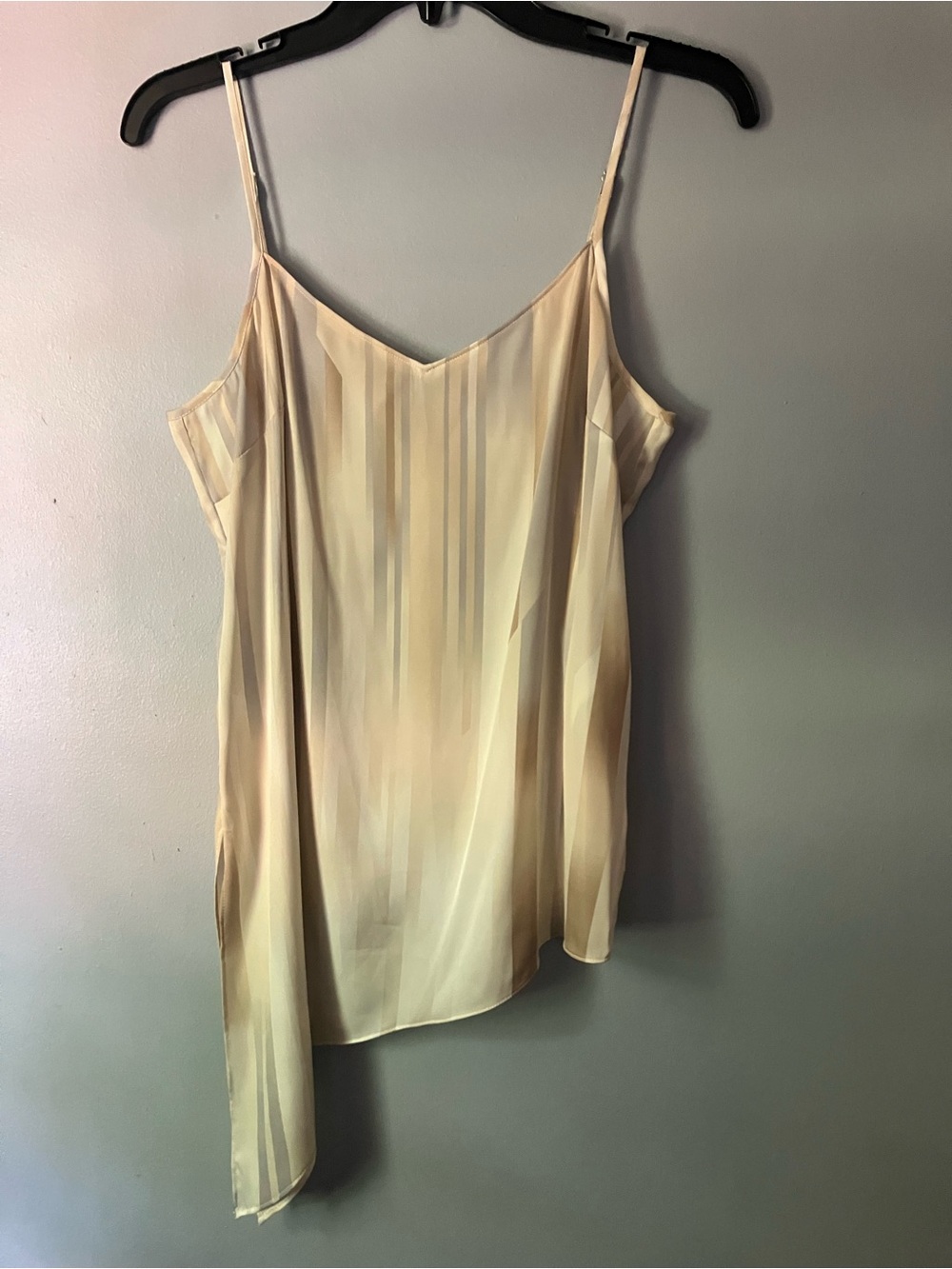 White House Black Market Cream Striped Blouse
